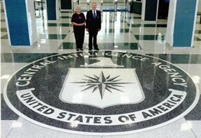 TD and Doris Barnes being honored at CIA Headquarters during 60th anniversary of CIA